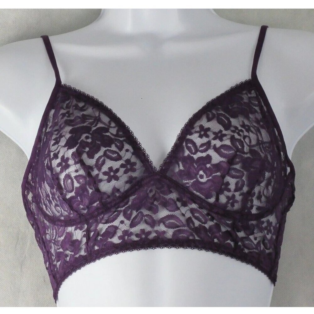INC International Concepts Women's Floral Lace Bralette, Purple Dynasty